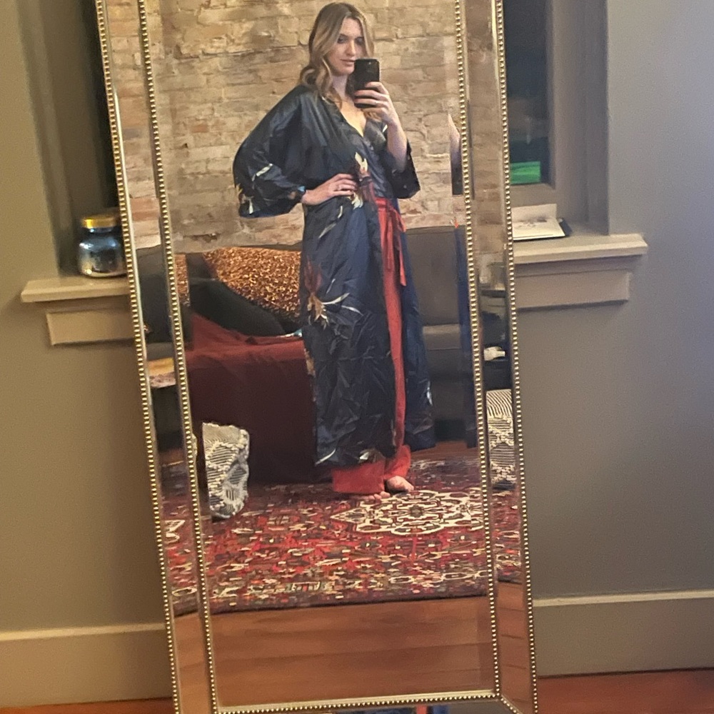 KIM+ONO Long Kimonos Satin Robe for Women- Floral